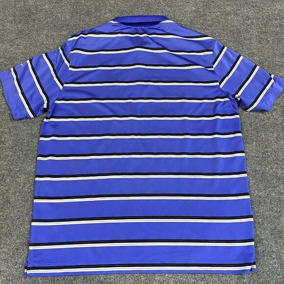 Nike Golf Mens Polo Shirt L Blue Striped Performance Poly - Picture 7 of 7